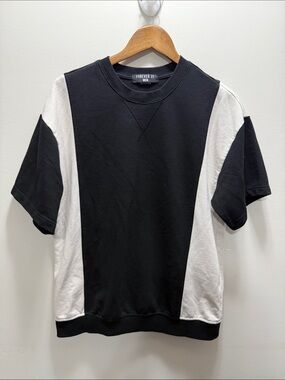 Forever 21 Men Black & White Colorblock Short Sleeve Crew Size M 27x22
